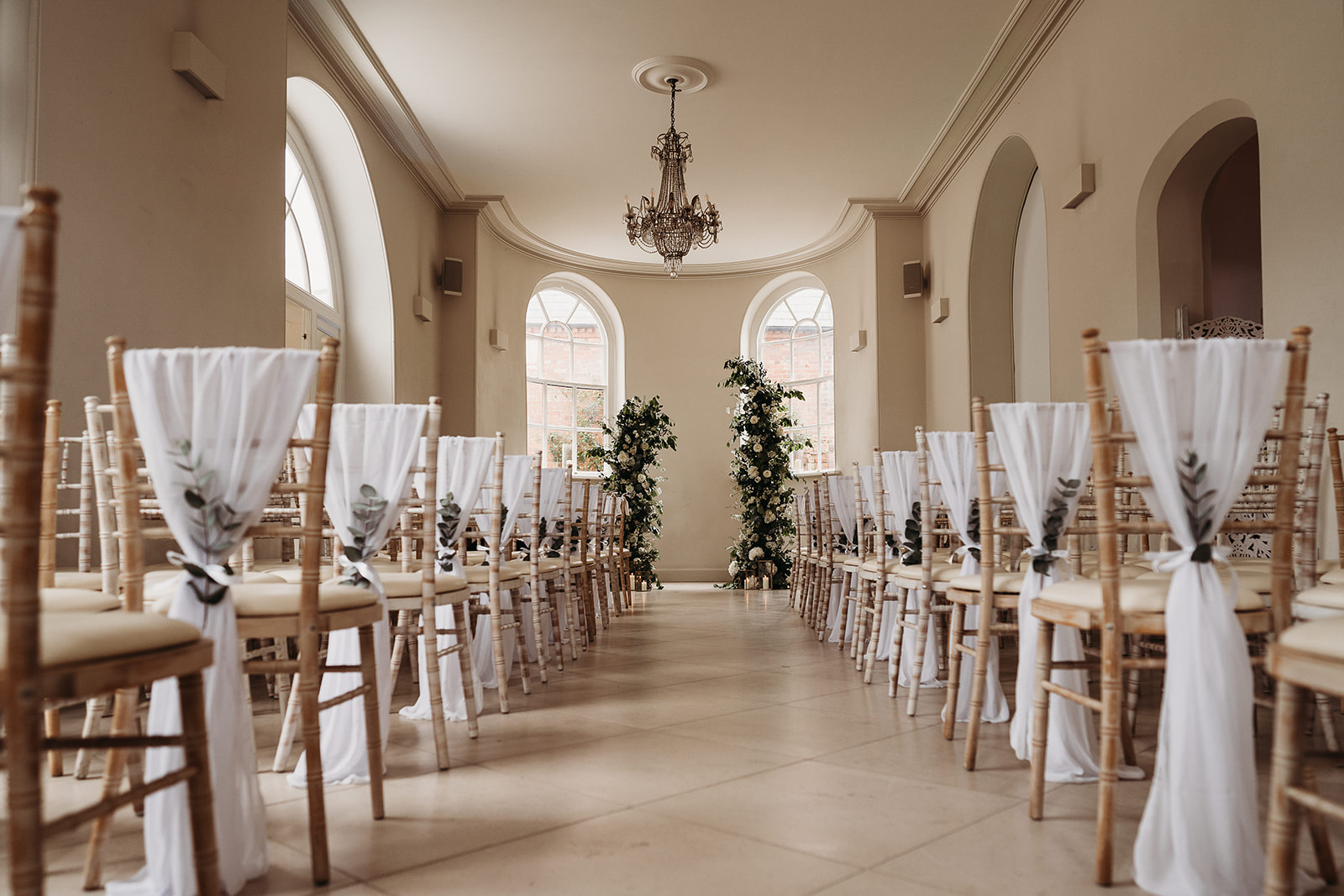 The beautiful ceremony space and styling at Shropshire wedding venue, Iscoyd Park